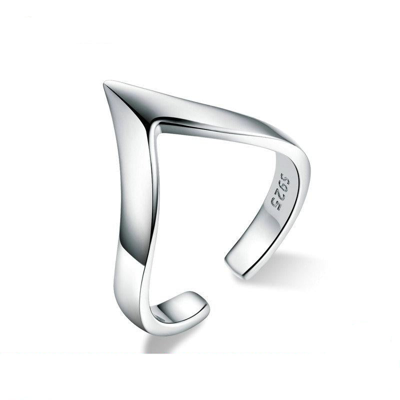 925 Sterling Silver Wave Geometric Love Adjustable Finger Rings