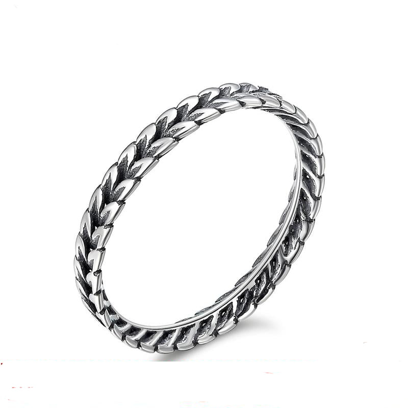 925 Sterling Silver Stackable Ring Wheat Shape Arrow Finger Ring