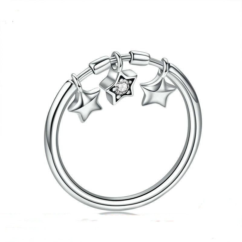 925 Sterling Silver Fashion Sparkling Dangle Star