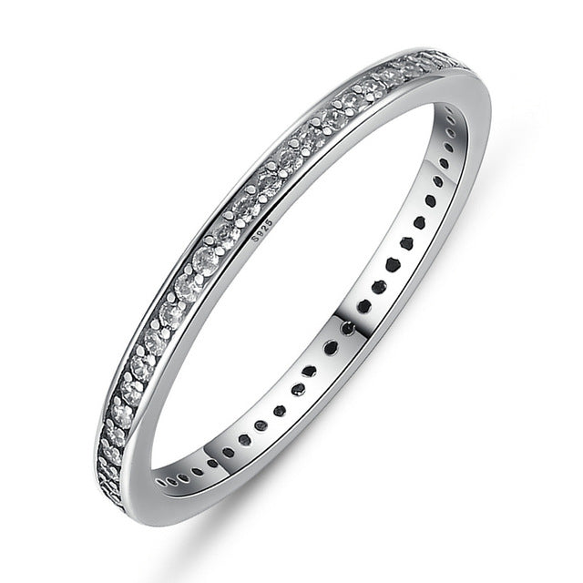 925 Sterling Silver 2 Colors Dazzling CZ Stackable Rings
