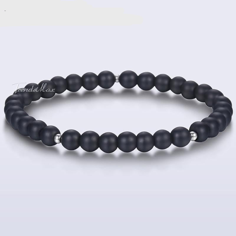 6mm Black Glass Beads Bracelets