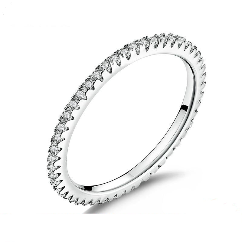925 Sterling Silver High Quality Circle Clear Geometric Stackable Ring